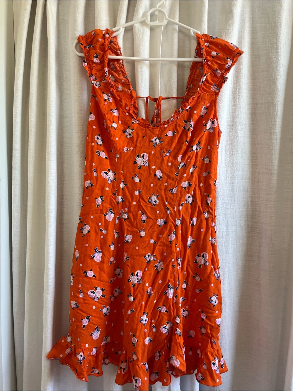 Free People Orange Floral Button-Front Sundress